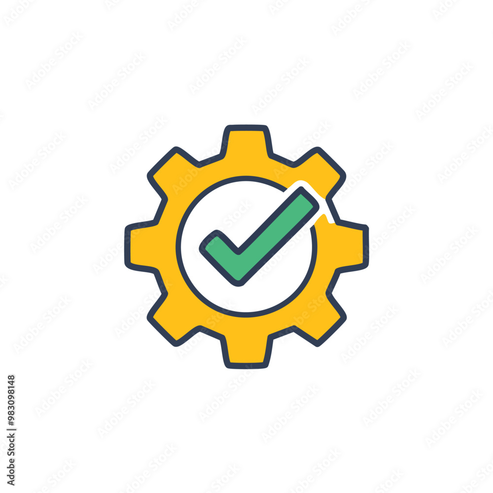 Abstract cogwheel and a checkbox combined together as an icon vector art illustration design. Icon concept design. Abstract cogwheel and a checkbox combined together as an icon vector art illustration design. Icon concept design.