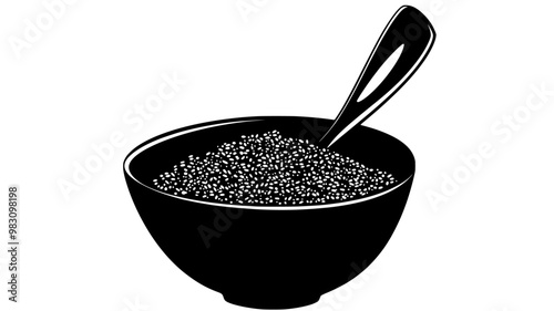 Close-up view of dry cereals inside a large bowl with a spoon, food illustration vector