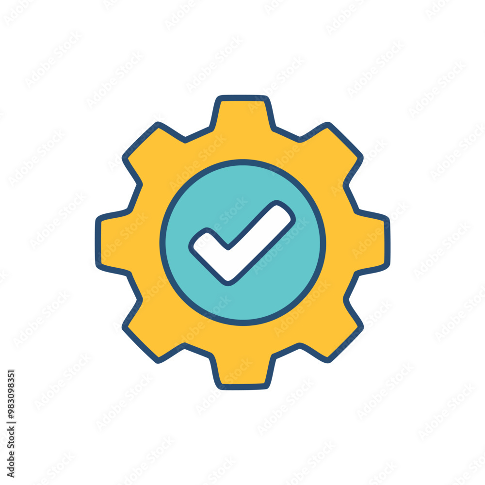 Abstract cogwheel and a checkbox combined together as an icon vector art illustration design. Icon concept design. Abstract cogwheel and a checkbox combined together as an icon vector art illustration design. Icon concept design.