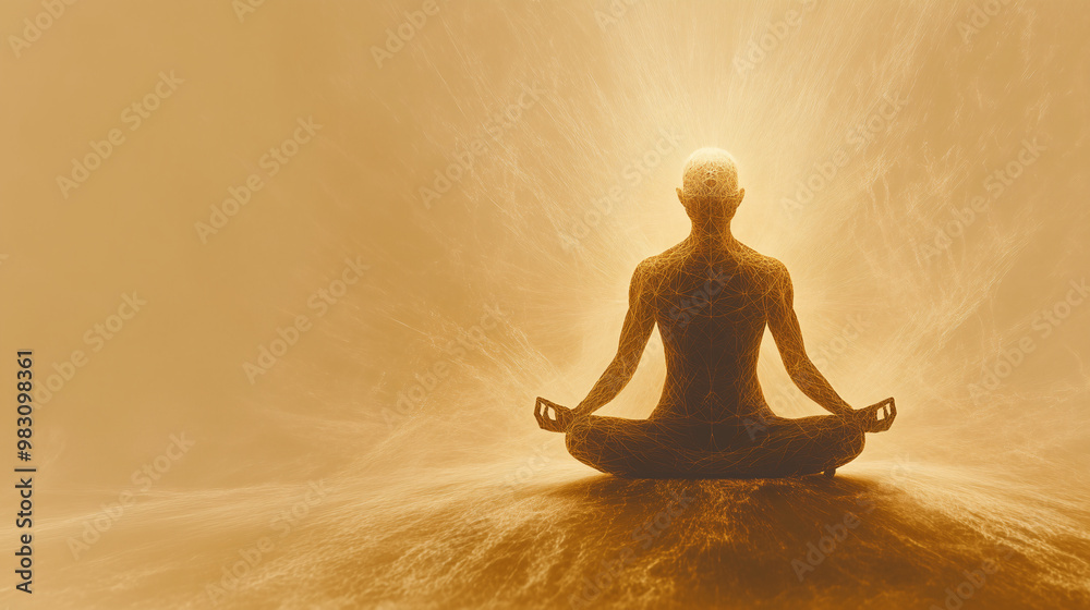 Abstract Meditating Figure in Lotus Position - Serenity and Mindfulness Abstract Meditating Figure in Lotus Position - Serenity and Mindfulness