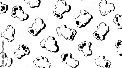 Flavored popcorn arranged on a plain surface with visible coated kernels, food vector graphic