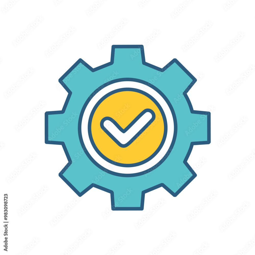 Abstract cogwheel and a checkbox combined together as an icon vector art illustration design. Icon concept design. Abstract cogwheel and a checkbox combined together as an icon vector art illustration design. Icon concept design.