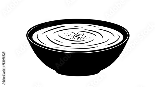 Hummus in a round dish with a smooth surface and no additional elements, food illustration vector