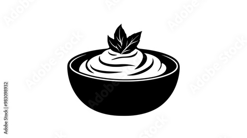 Hummus in a simple dish with a consistent surface and no extra elements, food vector illustration