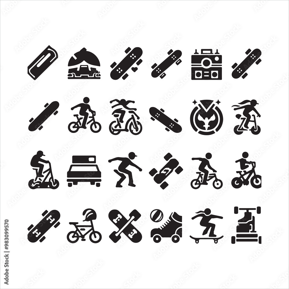 Skate icon silhouette on white background
Skate icon silhouette on white background