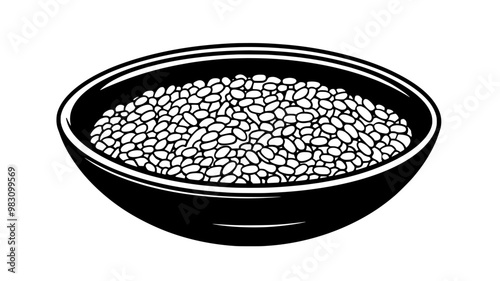Plate of risotto with creamy grains of rice, spread across a shallow dish, food illustration vector