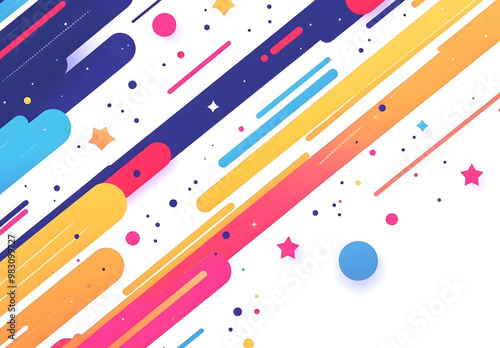 Vibrant Abstract Geometric Design with Stars - Colorful Diagonal Streaks"