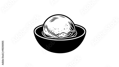 Dairy-free ice cream scoop in a small dish on a flat surface with no toppings, vector illustration art, food illustration vector