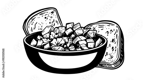 Pasta salad with a variety of vegetables in a bowl, food vector illustration