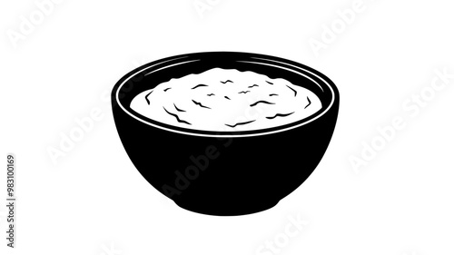 Serving of dip in a round bowl, with no additional elements or decorations, food illustration vector