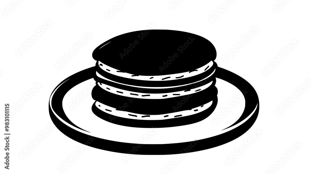 Stack of shortbread cookies resting on a flat round plate, food vector illustration Stack of shortbread cookies resting on a flat round plate, food vector illustration