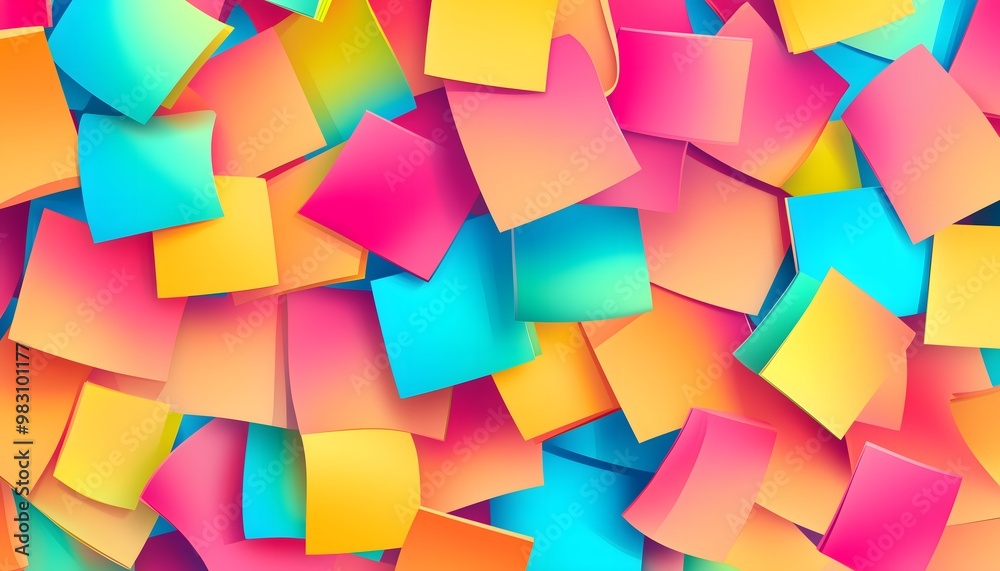 A seamless illustration of vibrant and colorful sticky notes A seamless illustration of vibrant and colorful sticky notes