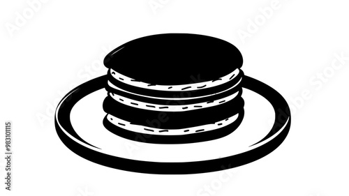 Stack of shortbread cookies resting on a flat round plate, food vector illustration