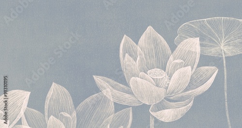 Lotus leaf painting. abstract art of nature. drawing artwork. botanical	