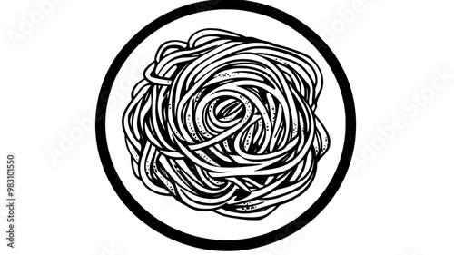 Top-down view of spaghetti carbonara with visible pasta strands, sauce, and grated cheese, food vector illustration