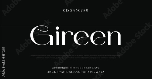 Gireen Minimal luxury font alphabet logo. Typography beauty fashion elegant minimalist serif italic fonts decorative wedding vintage retro logos. vector illustration