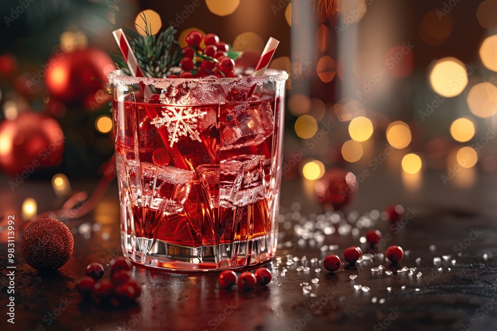 Christmas Cocktail with Festive Decor Christmas Cocktail with Festive Decor
