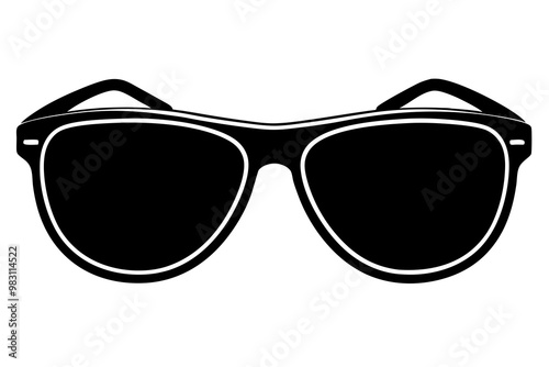Sunglasses graphic icon. Black sunglasses sign isolated on white background. Vector illustration
