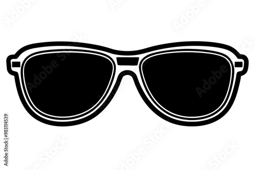 Sunglasses graphic icon. Black sunglasses sign isolated on white background. Vector illustration