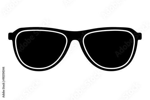 Sunglasses graphic icon. Black sunglasses sign isolated on white background. Vector illustration