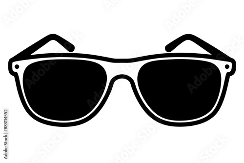 Sunglasses graphic icon. Black sunglasses sign isolated on white background. Vector illustration