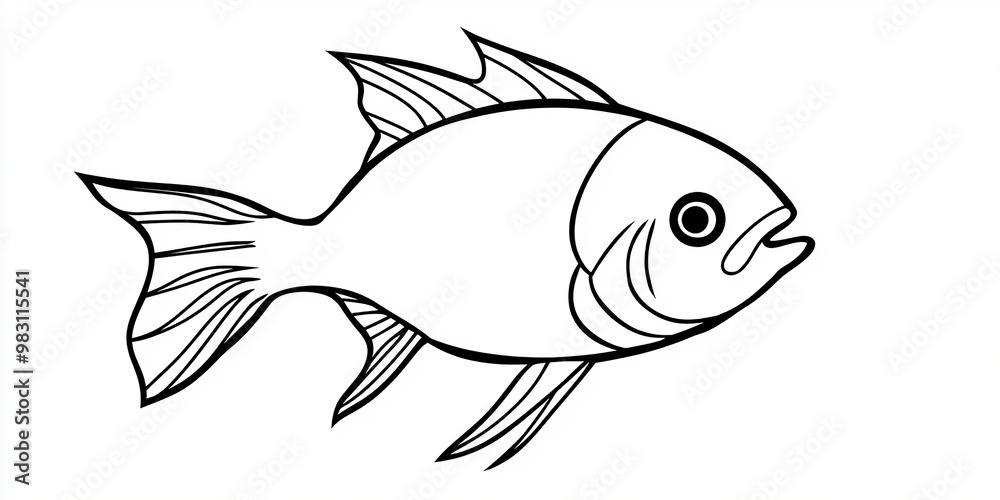 Children's coloring book. A very simple black outline of a fish for children's coloring Children's coloring book. A very simple black outline of a fish for children's coloring