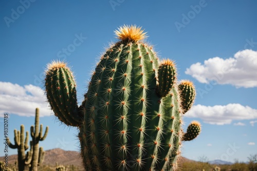 Cactus in front of sky on sunny day photo