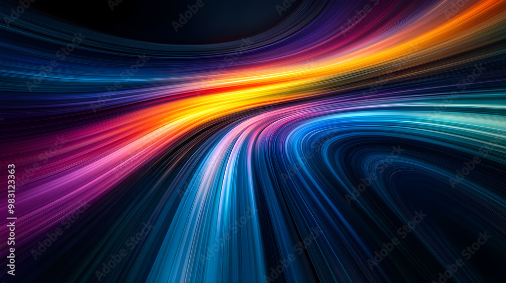 Colorful abstract light waves create a dynamic visual effect, showcasing vibrant hues blending together in a fluid motion during a digital art creation Colorful abstract light waves create a dynamic visual effect, showcasing vibrant hues blending together in a fluid motion during a digital art creation