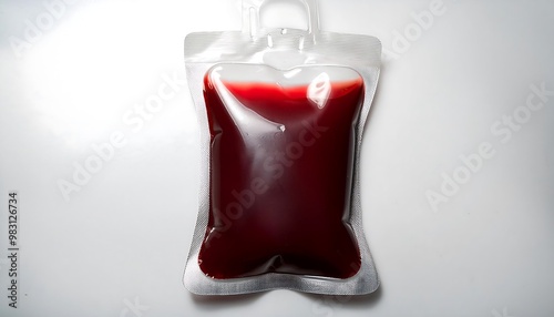 blood bag in a scene with a white background photo