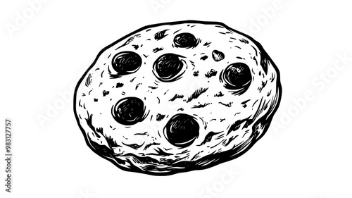 Close-up of an oatmeal cookie showing its texture and ingredients, food vector graphic