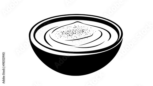 Hummus in a small shallow bowl with a smooth surface, food vector illustration