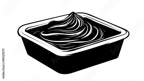 Mousse in a rectangular dish with a smooth surface and no extra elements, food vector illustration