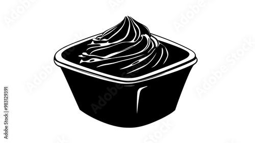 Mousse served in a square container with a uniform texture and no extra components, food illustration vector