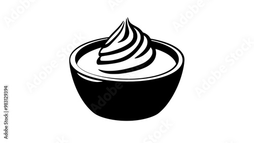 Mousse in a simple dish with a smooth, undisturbed top layer, food vector graphic