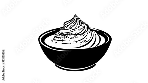 Mousse served in a wide, shallow dish with a consistent texture, food illustration vector