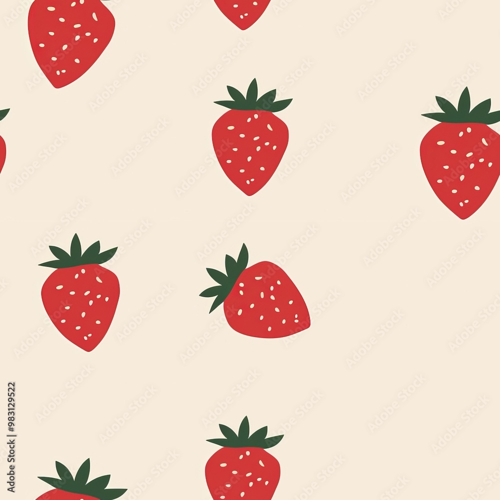Seamless pattern of red strawberries on a cream background. Seamless pattern of red strawberries on a cream background.