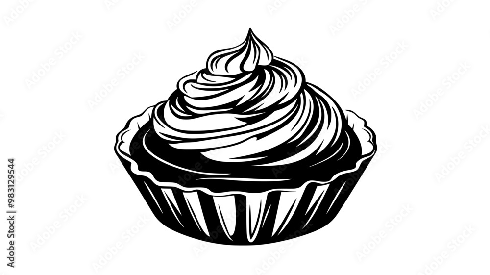 Pastry shell filled with rich filling, topped with a spiral of whipped topping, food vector graphic Pastry shell filled with rich filling, topped with a spiral of whipped topping, food vector graphic