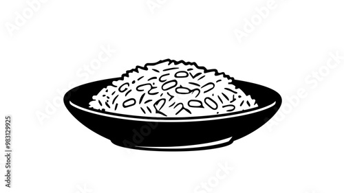 Plate of risotto in a round, flat dish with minimal garnish, food illustration vector