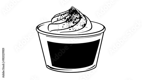 Portion of mousse in a transparent container with no visible garnishes, food vector graphic