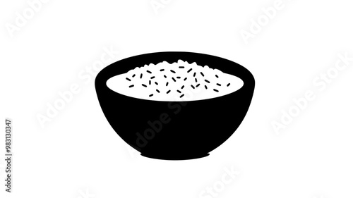 Rice pudding in a deep bowl, smooth and plain surface, food illustration vector