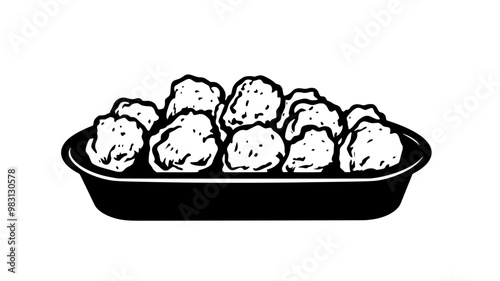 Serving tray filled with nuggets, neatly arranged in rows, food vector illustration