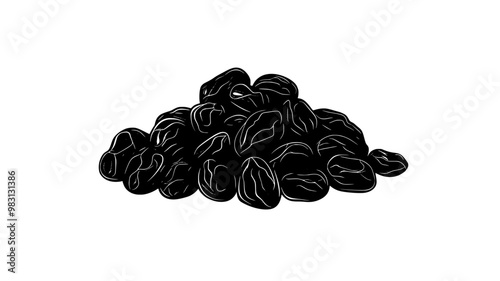 Small pile of raisins in a slightly irregular pattern, food illustration vector