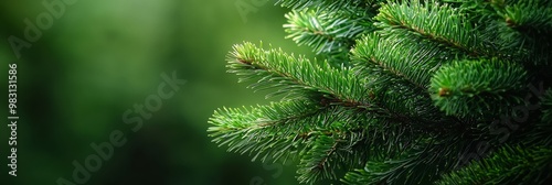  A tight shot of a pine tree branch against a softly blurred backdrop of its own needles