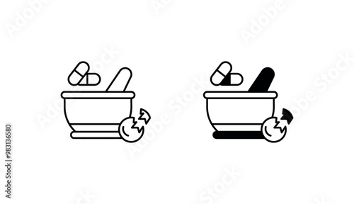 Crushed Pills icon design with white background stock illustration