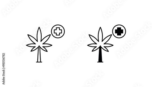 Cannabis Leaf icon design with white background stock illustration
