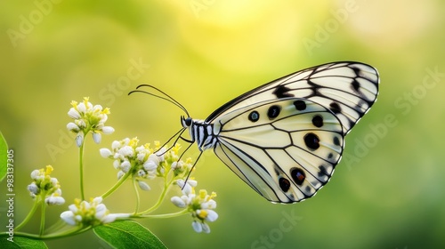 White Butterfly on White Flowers