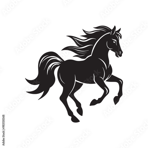 rider horse silhouette vector, black and white silhouette, vector and illustration