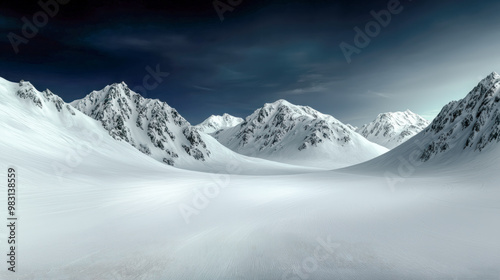 Majestic Winter Mountain Peaks A Stunning Snow-Covered Landscape, Showcasing the Beauty of Nature's Towering Giants A Serene View of Snow-Capped Summits in Winter's Embrace