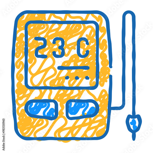 digital thermometer with sensor doodle icon sketch vector. digital thermometer with sensor sign. isolated symbol illustration photo