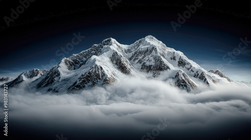 Majestic Winter Mountain Peaks A Stunning Snow-Covered Landscape, Showcasing the Beauty of Nature's Towering Giants A Serene View of Snow-Capped Summits in Winter's Embrace